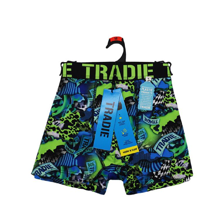 Tradie Men's Work N Surf Trunks, Green, hi-res