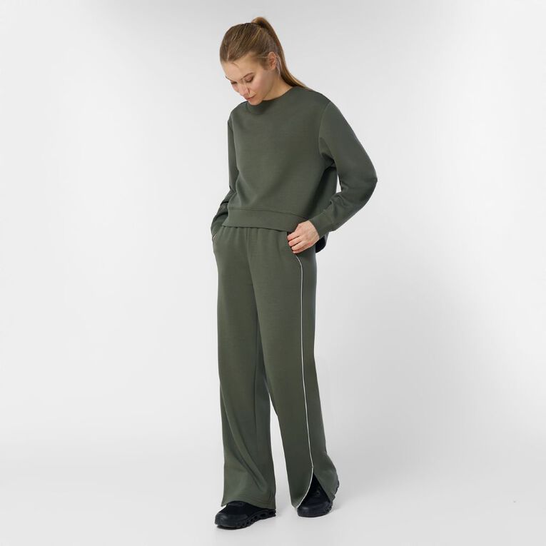 Active Intent Women's Scuba Wide Leg Pants, Green Mid, hi-res