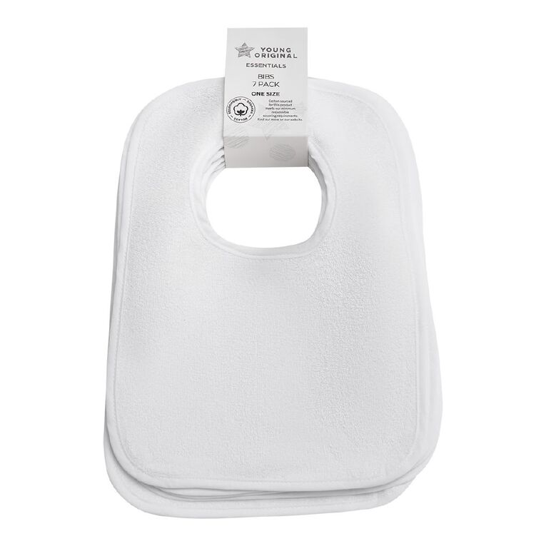 Young Original Babys' Bibs 7 Pack, White, hi-res