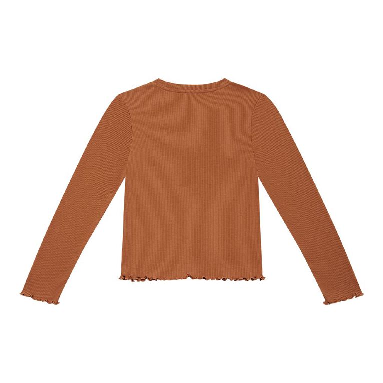 Young Original Long Sleeve Rib Top, Brown Light, hi-res