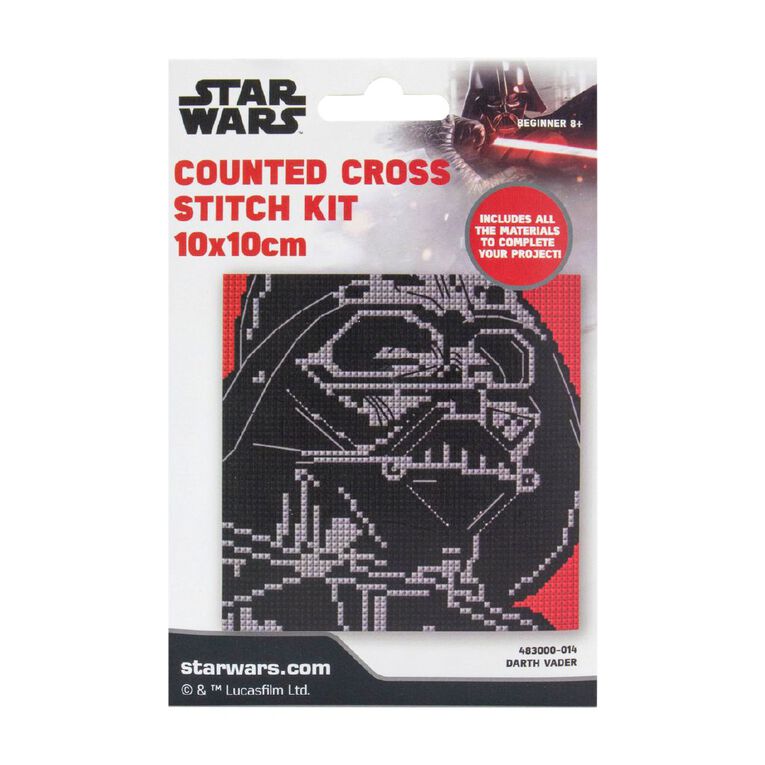 Lucas Film Counted Cross Stitch Mini 10 x 10cm Darth Vader, , hi-res