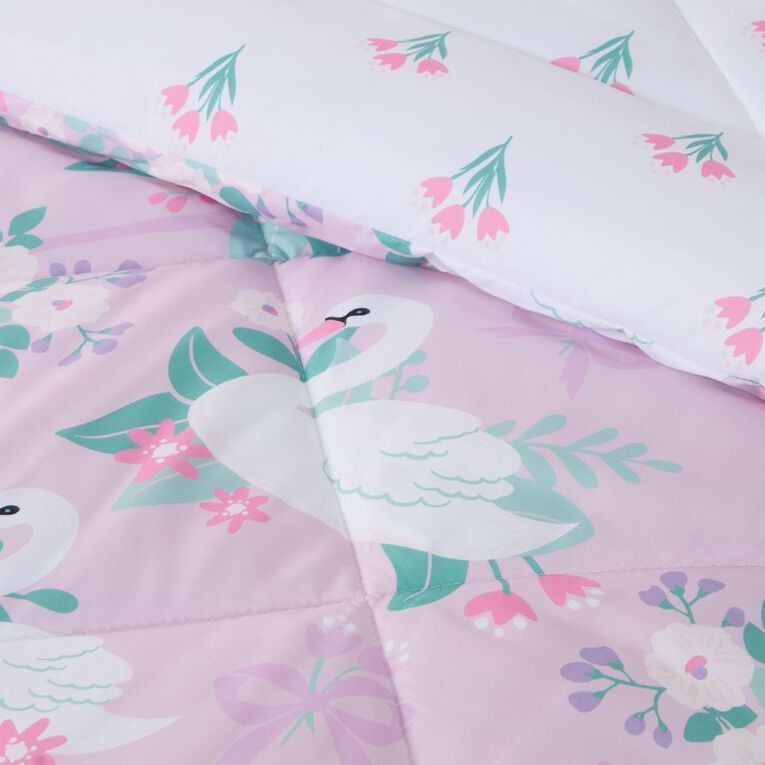 Living & Co Kids Microfibre Comforter Set Swans King Single, , hi-res