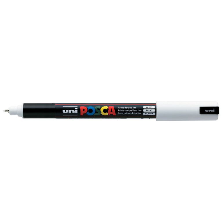 Uni Posca Marker 0.7mm Ultra-Fine Pin Tip White, , hi-res