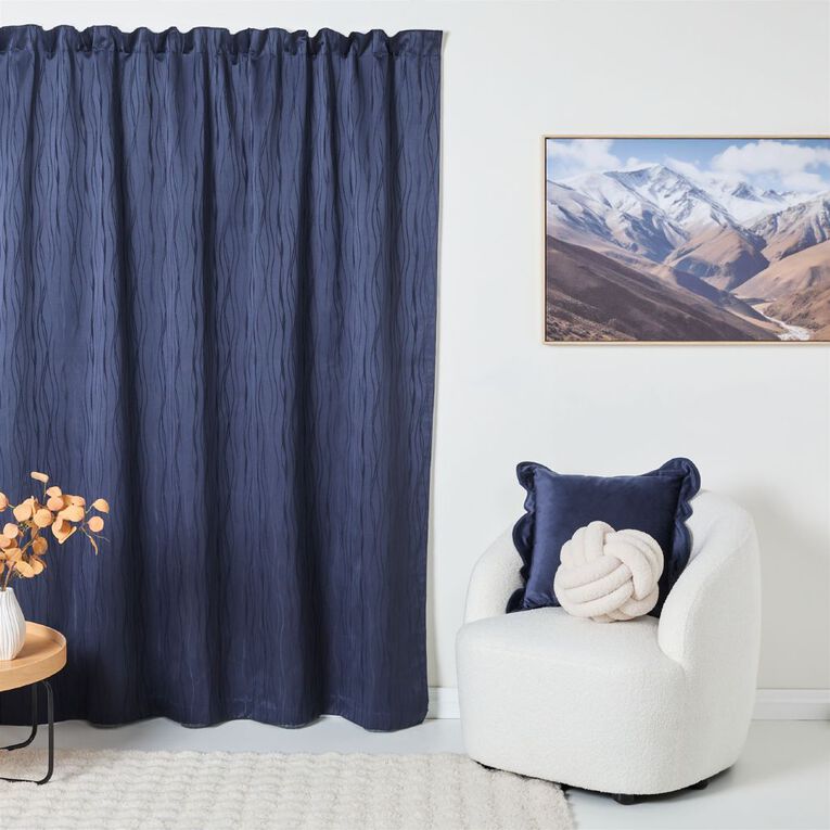 Living & Co Paloma Curtains Navy 150-230cm Wide/160cm Drop, Navy, hi-res
