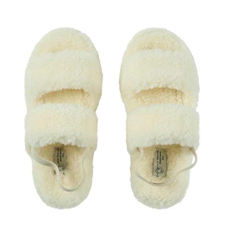 NEW ZEALAND SHEEPSKIN CO. Women's Sheepskin Lined Sling Back Slippers, Ivory, hi-res