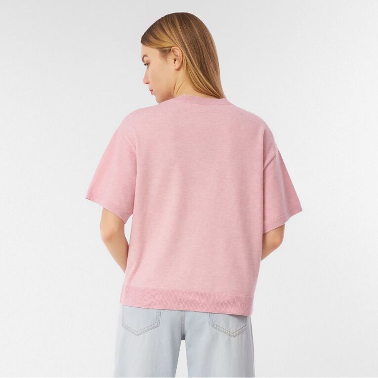 H&H Women's Short Sleeve Knit Tee, Pink Light, hi-res