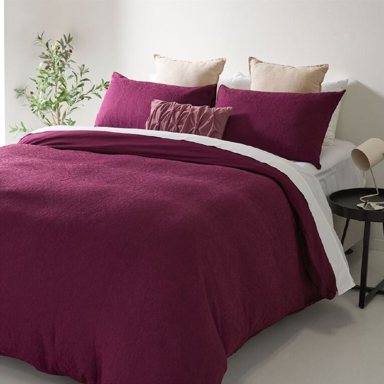 Living & Co Duvet Cover Set Damask Purple King, , hi-res