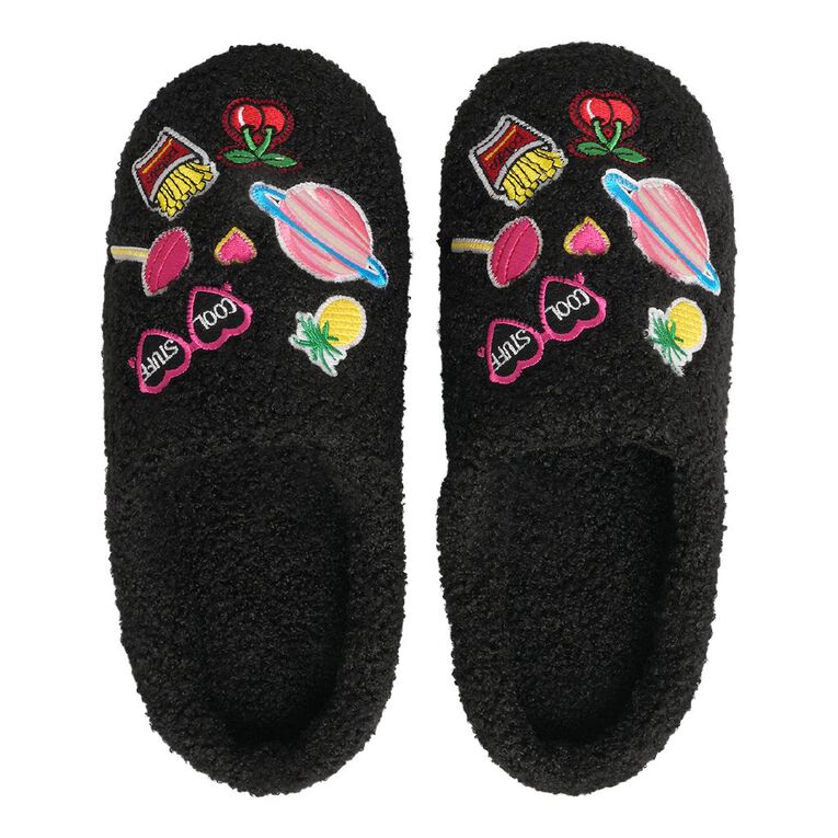H&H Women's Billy Scuff Slippers, Black, hi-res