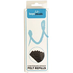 Boyd Visuals Whiteboard Eraser Refill 6 Felts