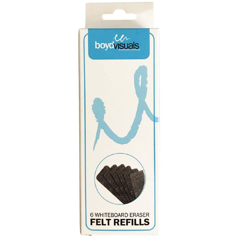 Boyd Visuals Whiteboard Eraser Refill 6 Felts, , hi-res