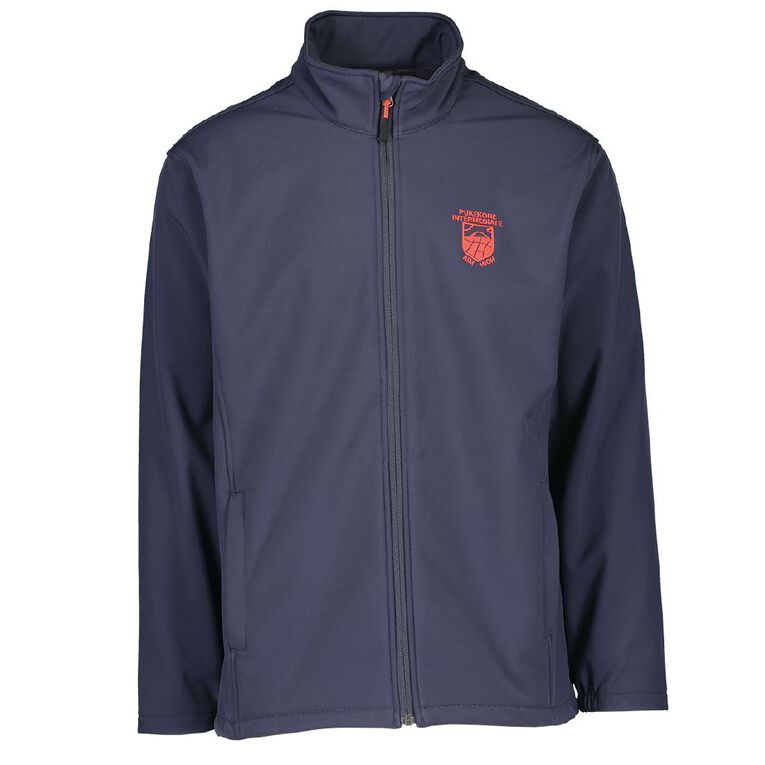 Schooltex Pukekohe Intermediate Softshell Jacket with Embroidery, Navy, hi-res
