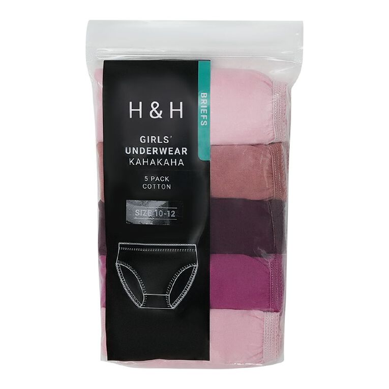 H&H Girls' Briefs 5 Pack, Pink Light, hi-res