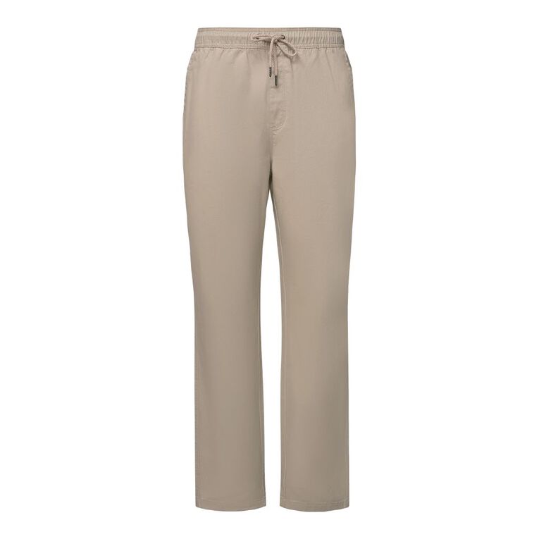 H&H Men's Elastic Waist Tapered Pants, Brown Light, hi-res