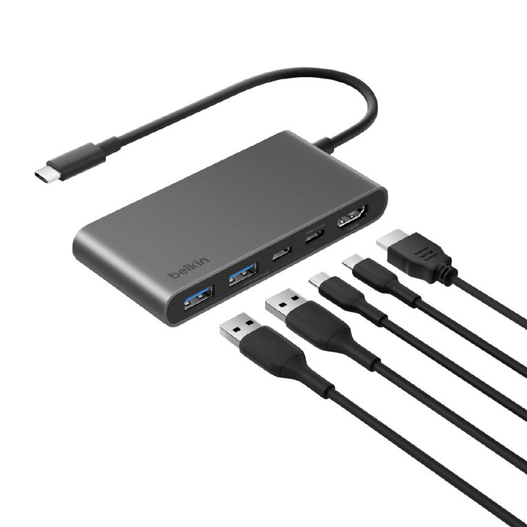 Belkin Connect USB-C 5-Port Hub With Dual USB-C Ports Grey, , hi-res