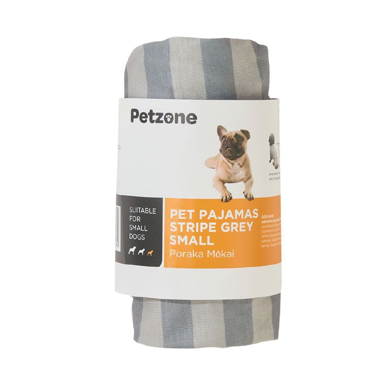 Petzone Pet Pyjamas Stripe# Grey Small, , hi-res