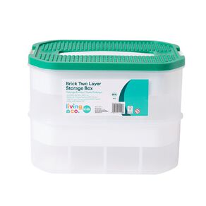Living & Co Kids Kids 2 Layer Brick Storage Box Green