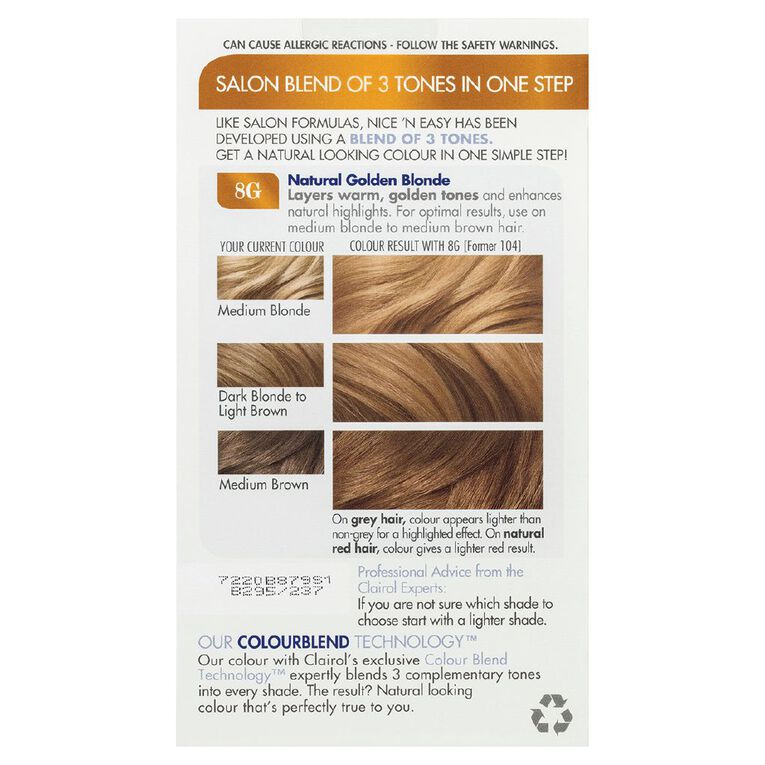 Clairol Nice N Easy Permanent Hair Colour Golden Blonde 8G, , hi-res