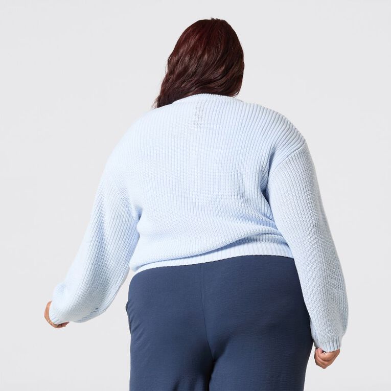 H&H Plus Women's Chunky Cardigan, Blue Light, hi-res