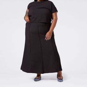 H&H Plus Women's Popcorn Panel Maxi Skirt