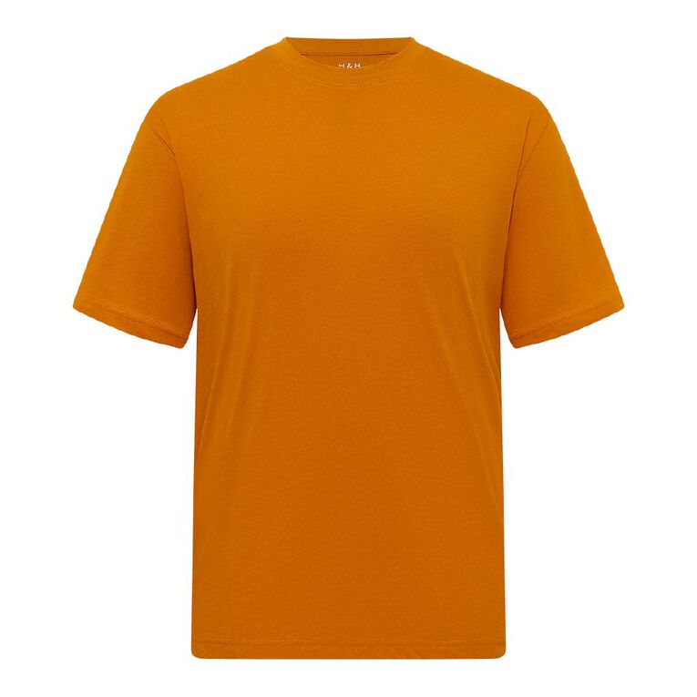 H&H Men's Regular Fit Plain Tee, Orange Dark, hi-res