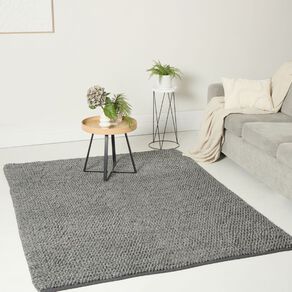Living & Co Rug Wool Blend Grey Dark 160cm x 230cm