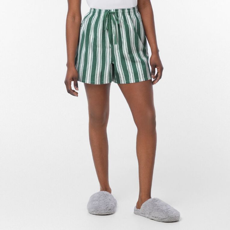 H&H Women's Flannel Pyjama Short, Green Mid, hi-res