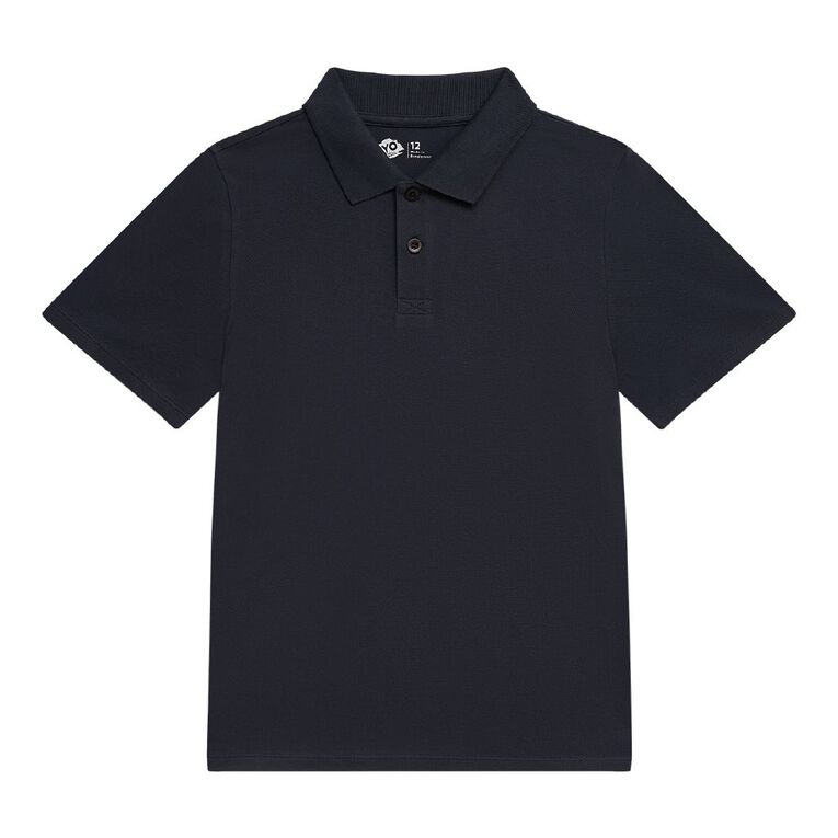 Young Original Kids' Plain Cotton Polo, Blue Dark NAVY, hi-res