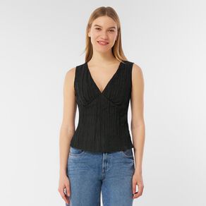 H&H Women's Sleeveless Crinkled VNeck Cami