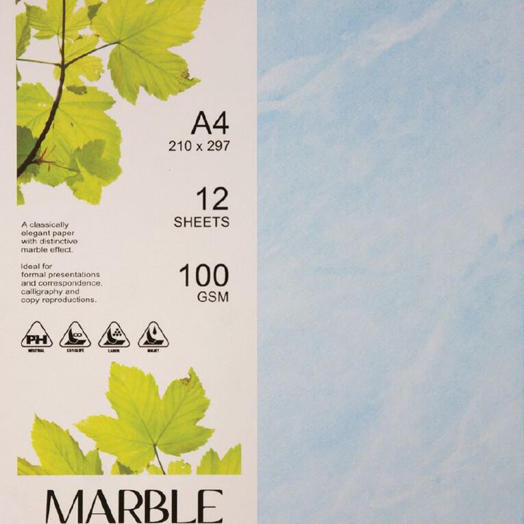 Direct Paper Marble Paper 100gsm Blue A4 12 Pack, , hi-res