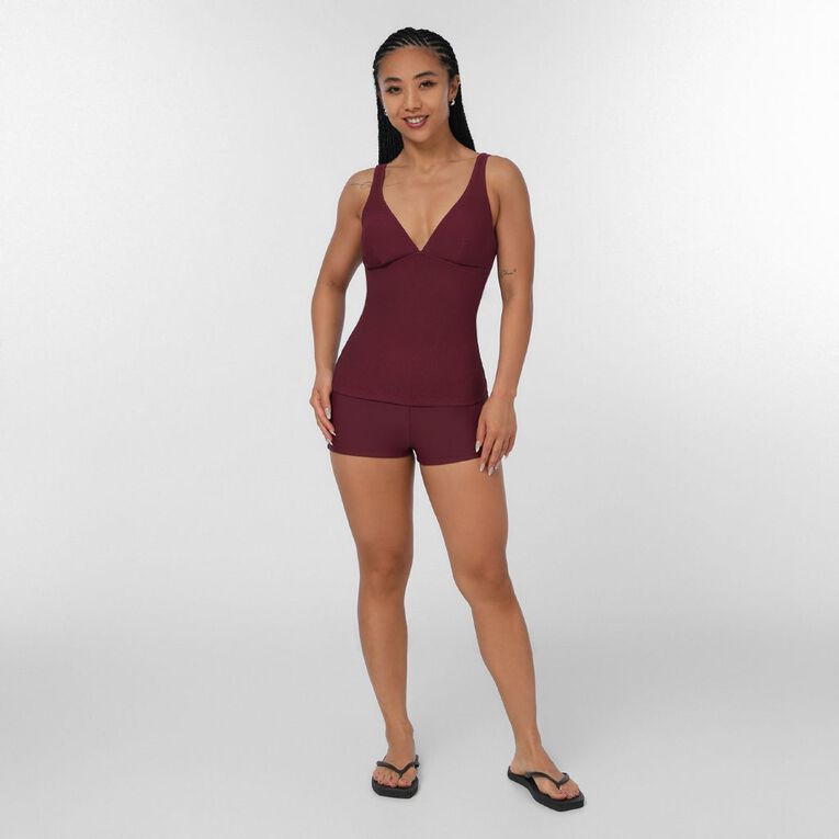 H&H Women's Crinkle Tankini, Red Dark, hi-res