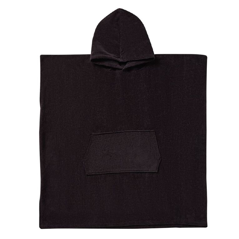 Living & Co Hooded Plain Beach Towel Black, , hi-res