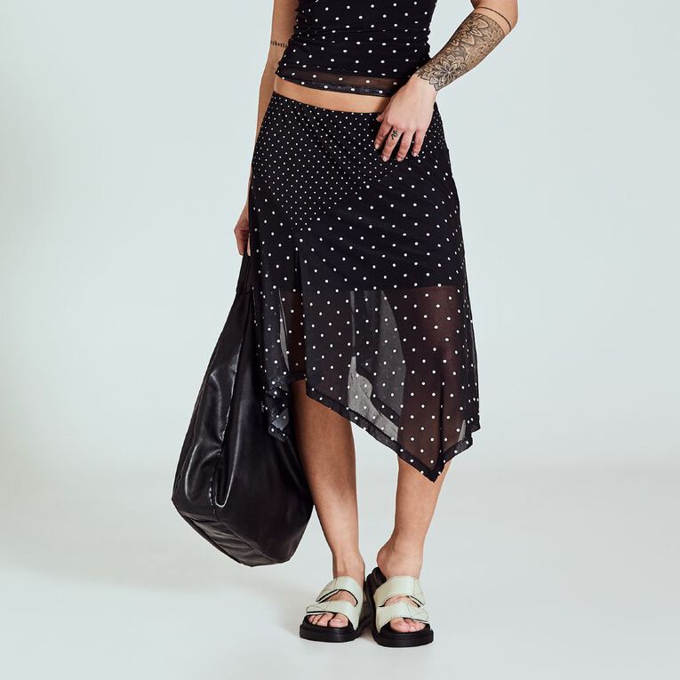 BRDRLESS Talia Assymmetrical Skirt, Black/White, hi-res