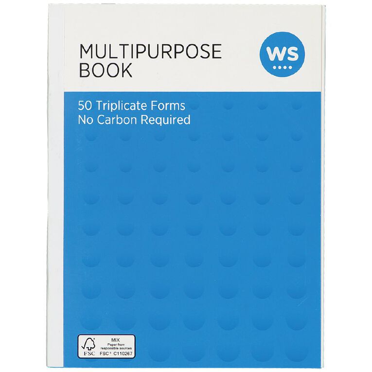 WS Triplicate Multipurpose Book 50 Form White A5, , hi-res