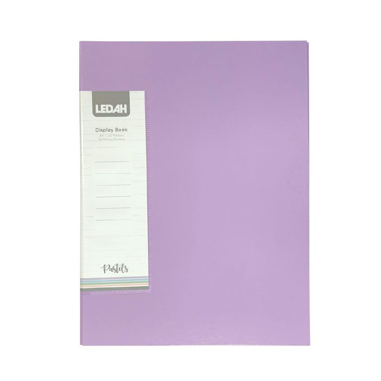 Ledah Pastels Display Book 20 Pocket Purple A4, , hi-res
