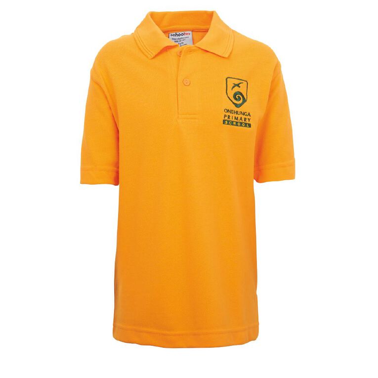Schooltex Onehunga Primary School Short Sleeve Polo with Embroidery, Gold, hi-res