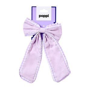 Poppi Bow Hair Clip Gingham Purple Mid