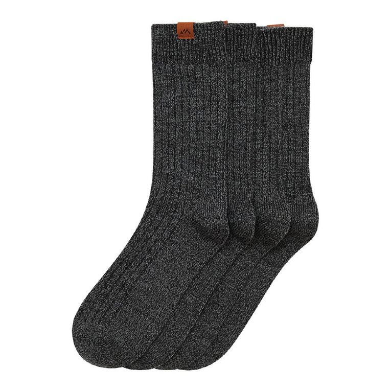 Back Country Adults' Wool Mix Ribbed Crew Socks 2 Pack, Black, hi-res