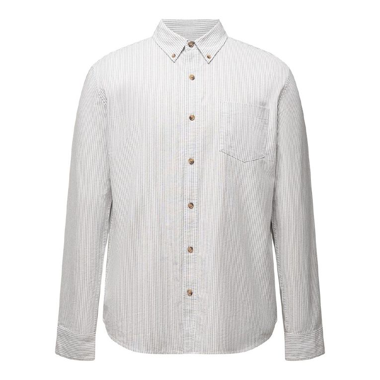 H&H Men's Long Sleeve Oxford Shirt, Grey Mid, hi-res