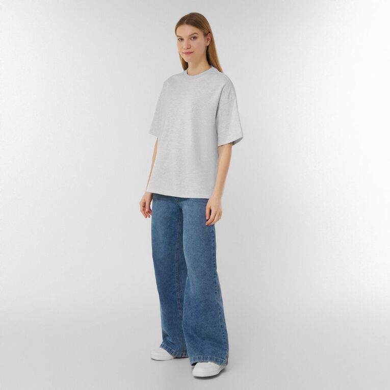 H&H Women's Short Sleeve Boxy Terry Tee, Grey Light, hi-res