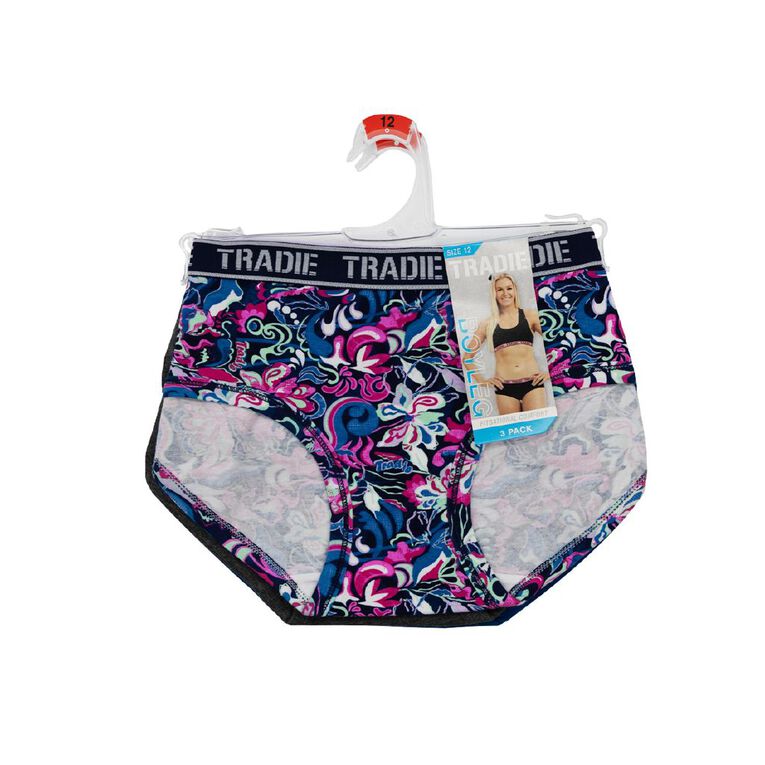 Tradie Women's Boyleg Briefs 3 Pack, Blue Dark, hi-res