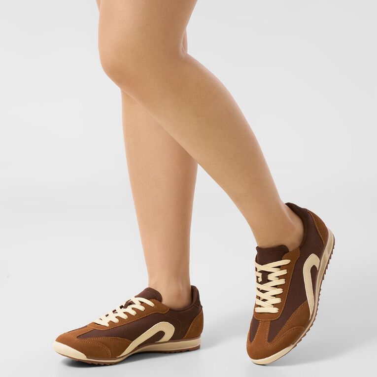 H&H Women's Women's Paris Sneaker, Brown Mid, hi-res