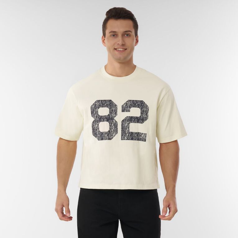 Garage Men's Heavyweight Boxy Crop Tee, Cream, hi-res