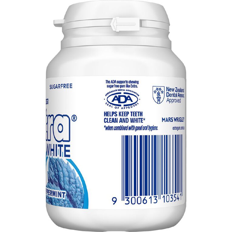 Extra White Peppermint Chewing Gum SF Bottle 46 Piece 64g, , hi-res