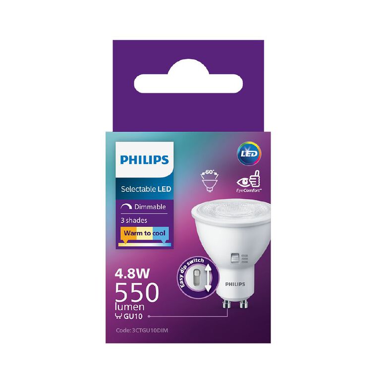 Philips LED GU10 Dimmable Spot Light Bulb 4.8W, , hi-res