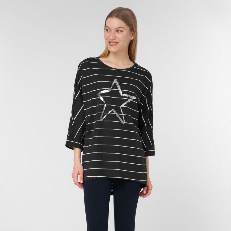 H&H Women's 3/4 Batwing Tunic Top, Grey Dark, hi-res