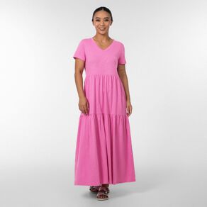 H&H Women's Cotton Slub Tier Midi Dress