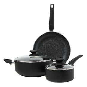Living & Co Stone Cookware Set Black 3 Piece