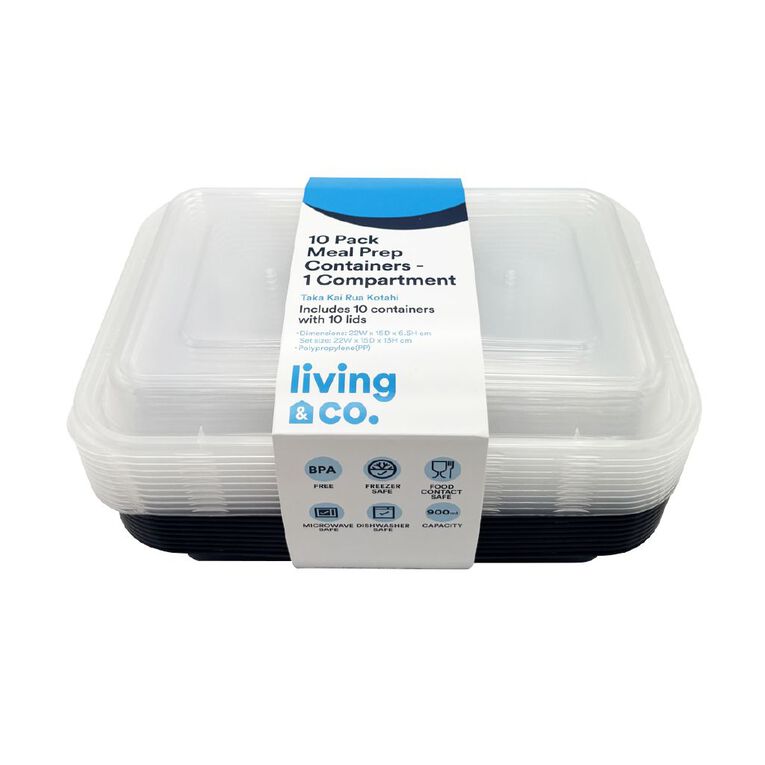 Living & Co 10 Pack Meal Prep Black, , hi-res