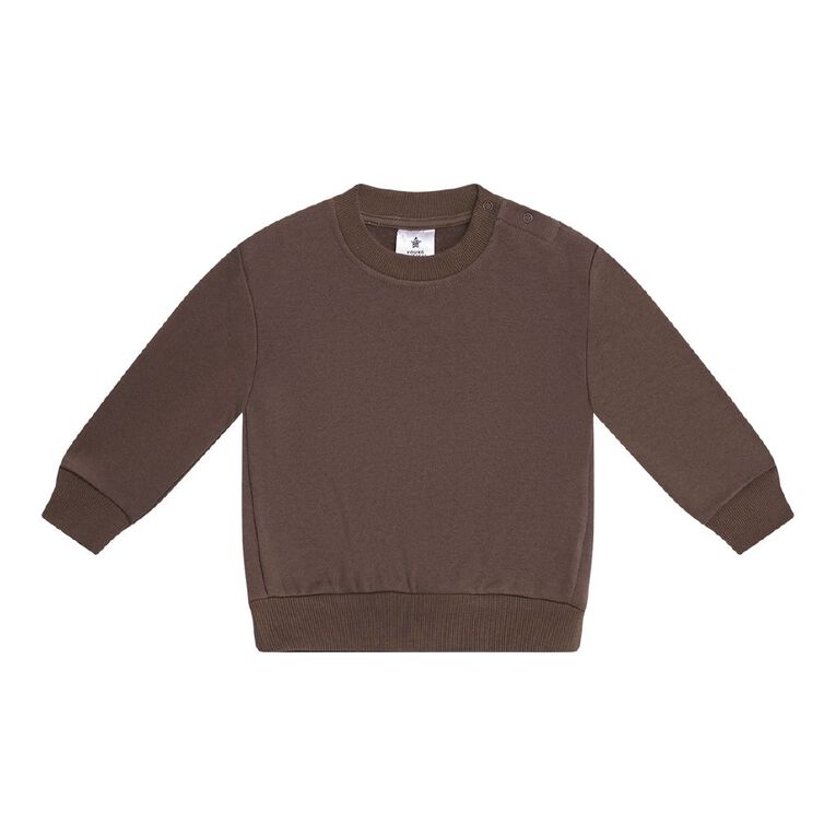 Young Original Babies' Plain Crew Sweatshirt, Brown Dark, hi-res