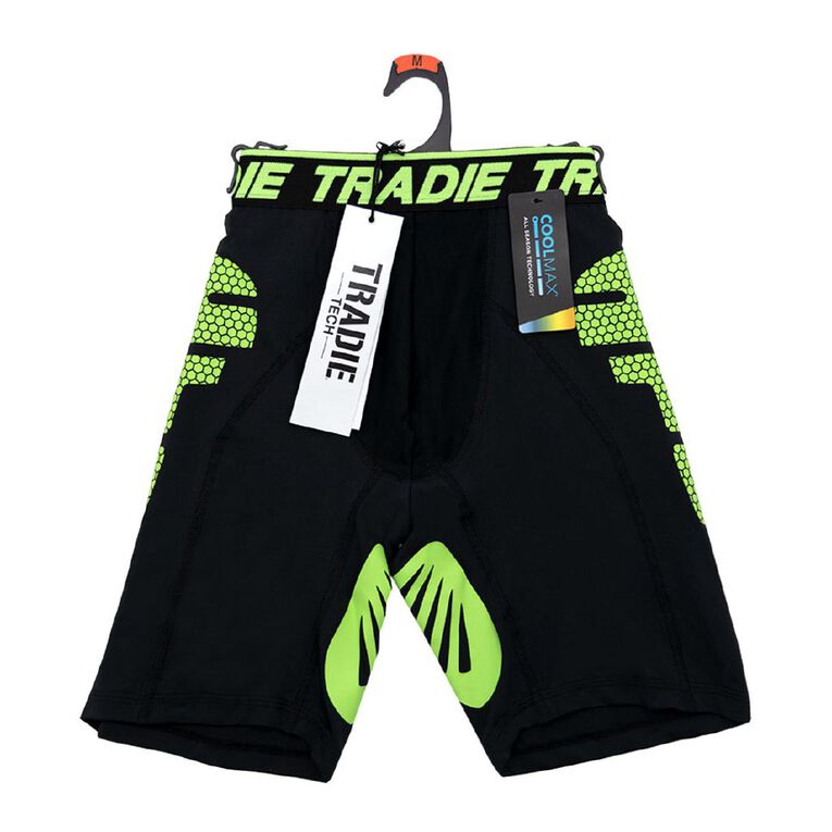 Tradie Men's Long Leg Tech Trunks, Black/Green, hi-res